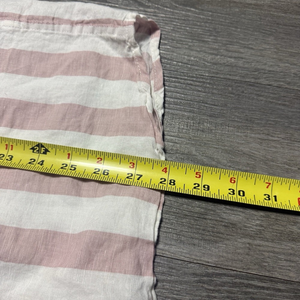 Pull &‎ Bear Short Sleeve Button Up Shirt M Striped Beach Resort Vacation Linen - Picture 3 of 4